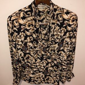 ST. Denis Sz. 8 💯 silk Holiday‎ Blouse